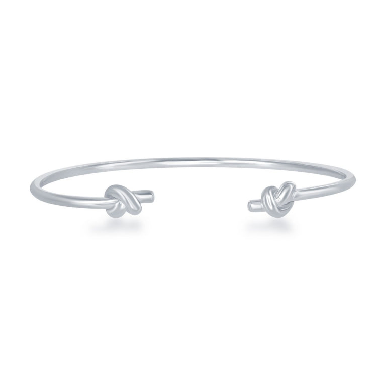 Sterling Silver Double Love Knot Cuff Bangle