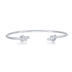 Sterling Silver Double Love Knot Cuff Bangle