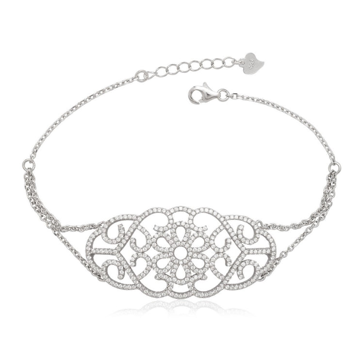 Sterling Silver Large Open CZ Micro Pave Bracelet