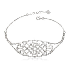 Sterling Silver Large Open CZ Micro Pave Bracelet
