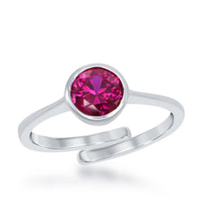 July" Created Ruby Bezel Set Ring