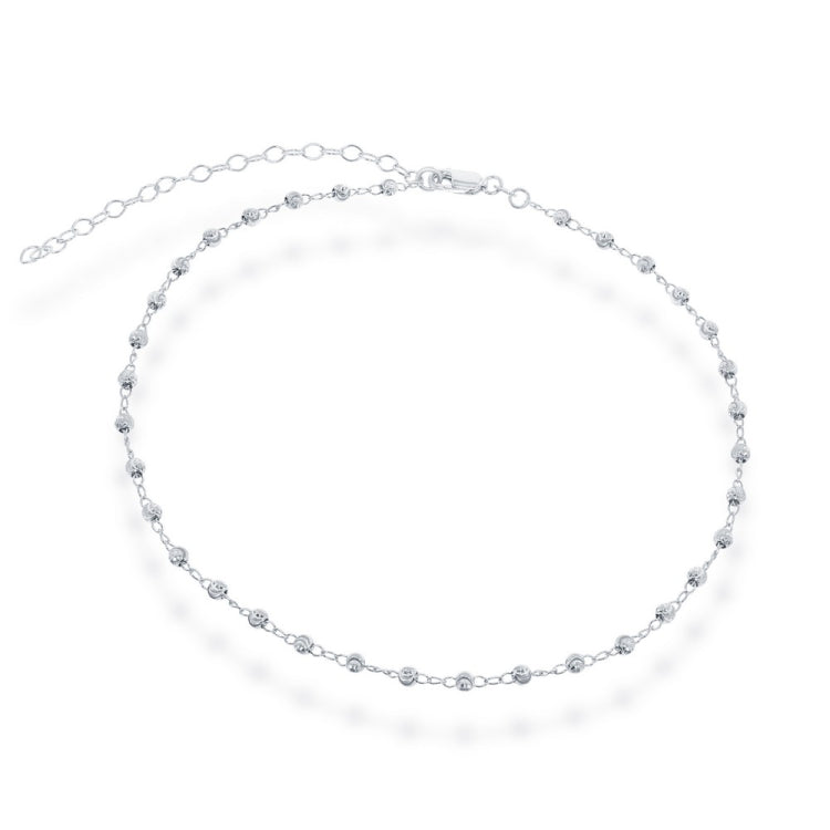 Sterling Silver Moon Cut Bead Choker