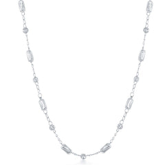 Sterling Silver Diamond Cut Small Rod and Bead Necklace