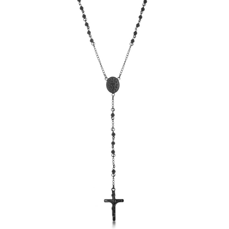 Stainless Steel Black Plated 4mm Bead Rosary