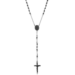 Stainless Steel Black Plated 4mm Bead Rosary