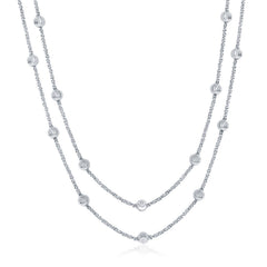 Sterling Silver Double Strand Diamond Moon Cut Beads by the Yard Popcorn Necklace
