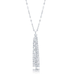 Sterling Silver Flat Mirror Necklace with Tassel