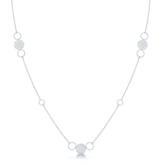 Sterling Silver Alternating Polished & Open Disc Necklace