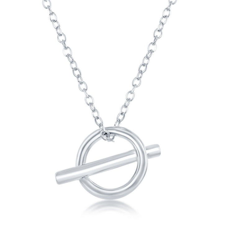 Sterling Silver Open Cricle & Bar Necklace