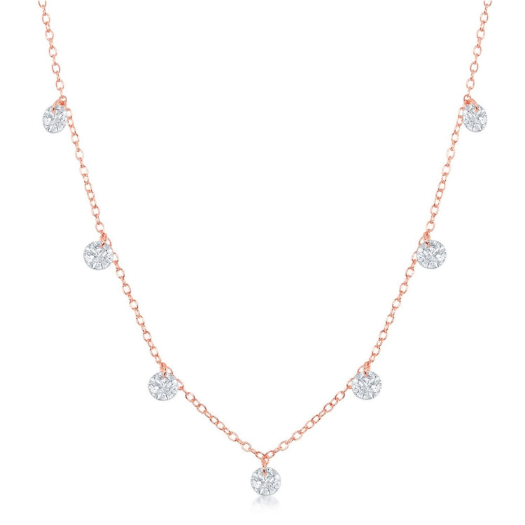 Sterling Silver RG with Hanging CZ's Necklace