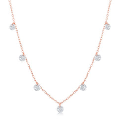 Sterling Silver RG with Hanging CZ's Necklace