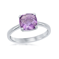 Sterling Silver Square Amethyst Ring