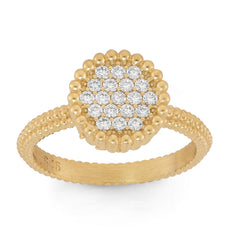 Sterling Silver GP Small Round CZ with Beaded Border Ring