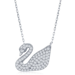 Sterling Silver Micro Pave Swan Necklace