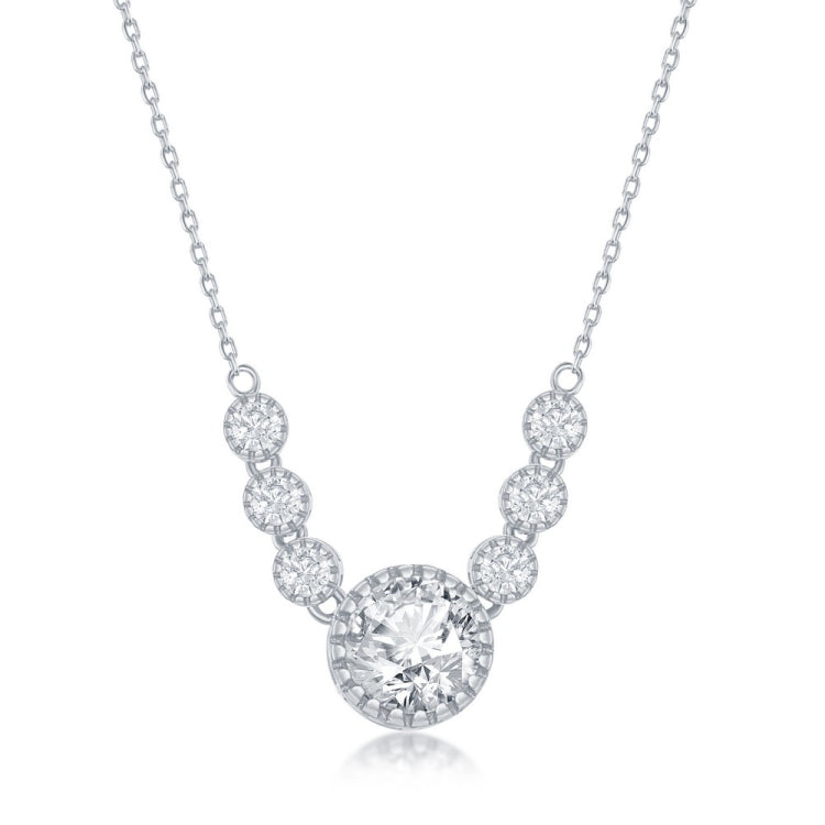 Sterling Silver Round CZ Necklace