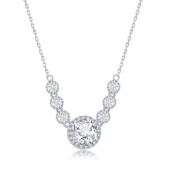 Sterling Silver Round CZ Necklace