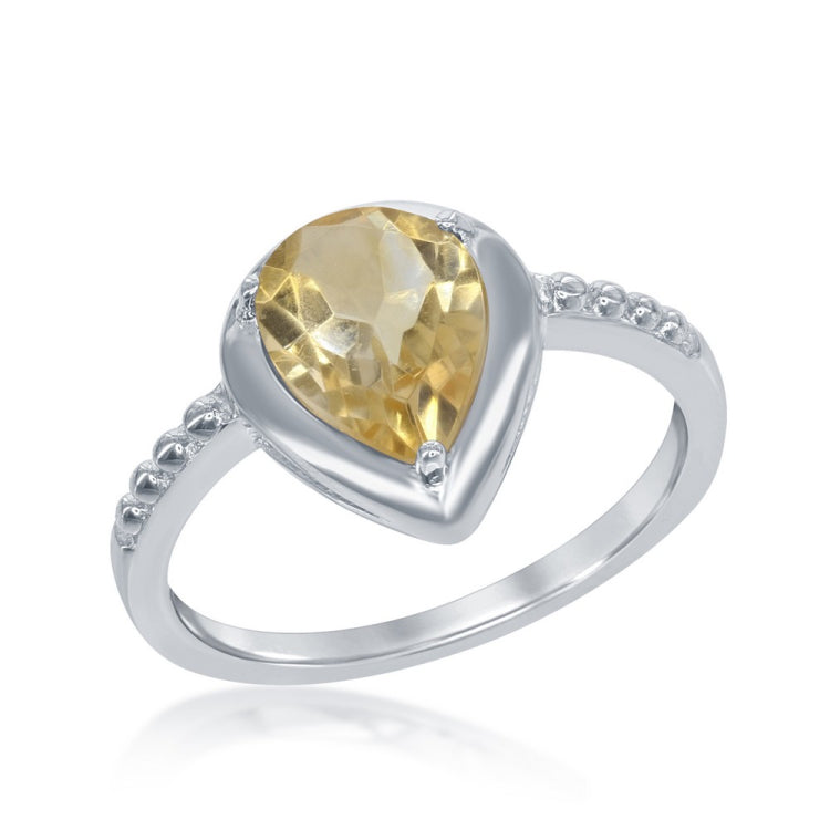 Sterling Silver Citrine Teardrop Ring