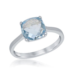 Sterling Silver Square Blue Topaz Ring
