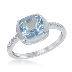 Sterling Silver Blue Topaz Square Ring
