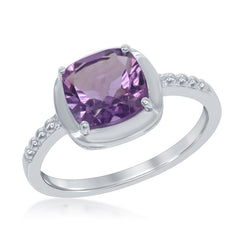 Sterling Silver Amethyst Square Ring