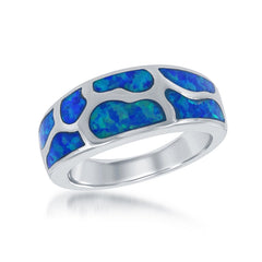 Sterling Silver Blue Inlay Opal Ring