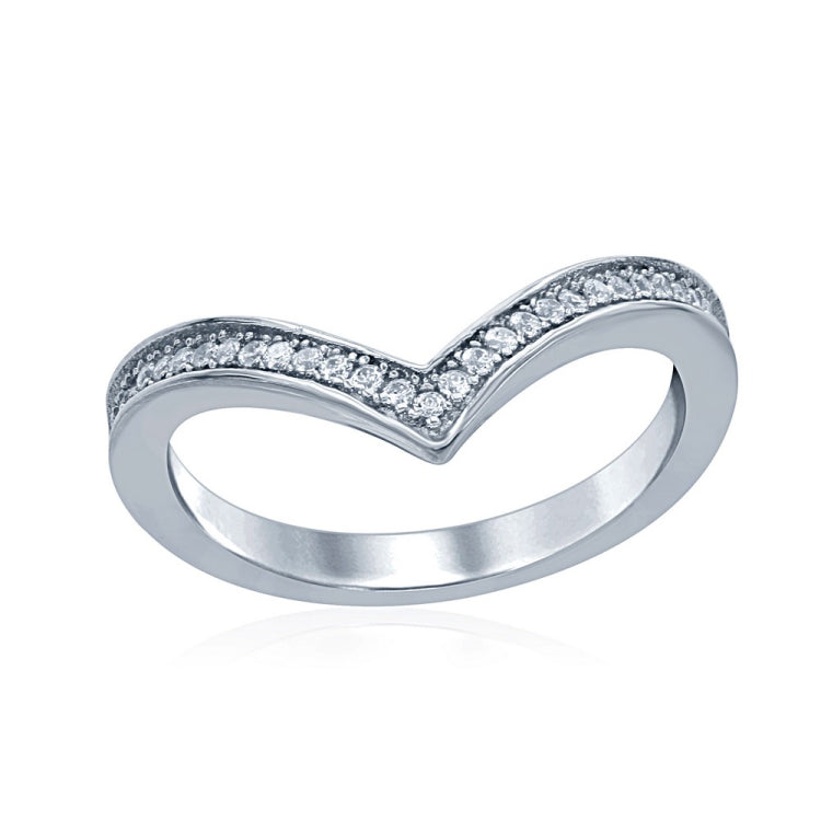 Sterling Silver CZ V Shaped Ring