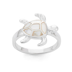 Sterling Silver White MOP Turtle Ring