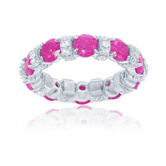 Sterling Silver Clear CZ and Lt. Pink Ice Eternity Ring