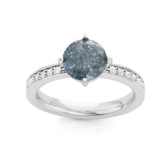 Sterling Silver Dark Gray Ice Center with CZ Ring