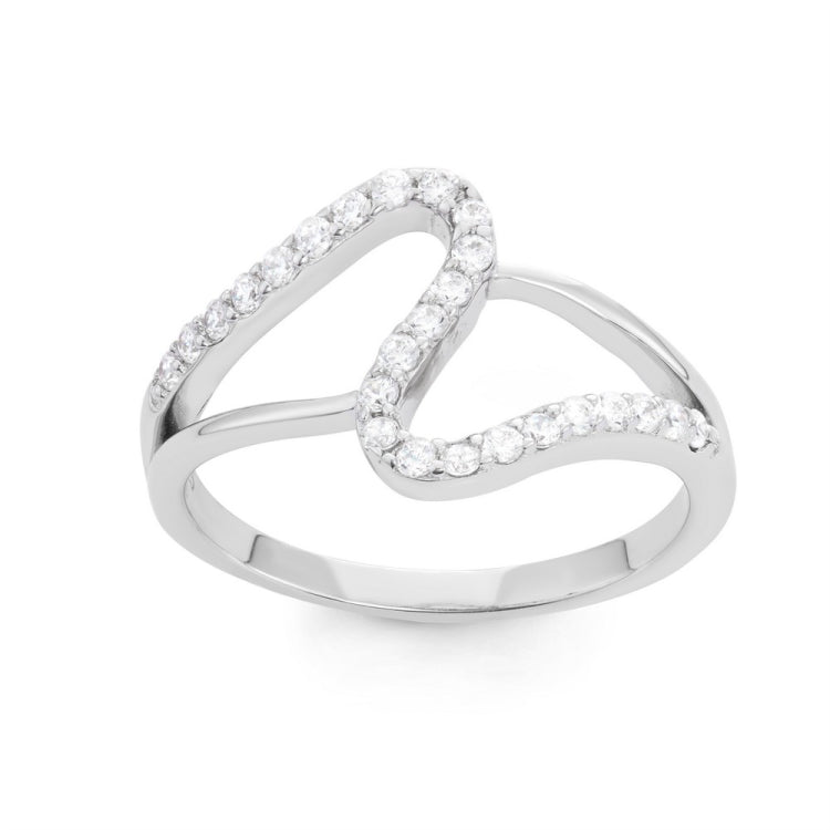 Sterling Silver Double Open Loop CZ Ring