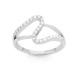 Sterling Silver Double Open Loop CZ Ring