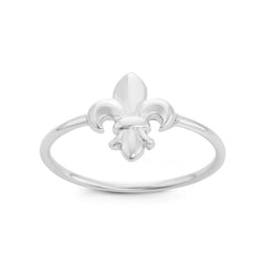 Sterling Silver Small Shiny Fleur De Lis Ring