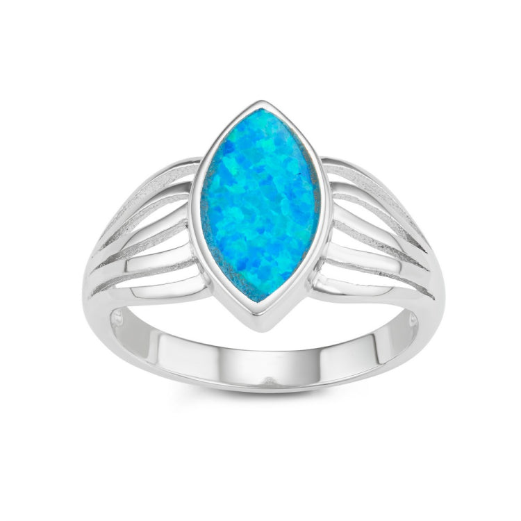 Sterling Silver Marquise Blue Inlay Opal Ring