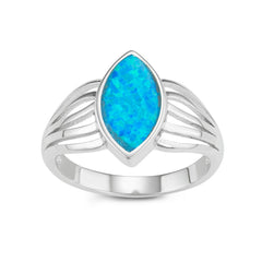 Sterling Silver Marquise Blue Inlay Opal Ring