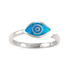 Sterling Silver Blue Inlay Opal Eye Ring