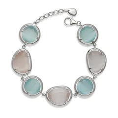 Sterling Silver Blue and Pink Cat’s Eye Bracelet
