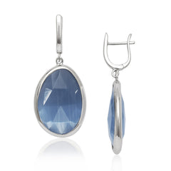 Sterling Silver Denim Blue Cat’s Eye Earrings