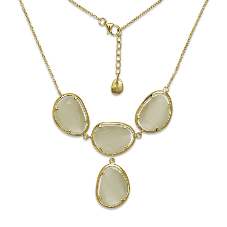 Sterling Silver Gold-Plated Nude Yellow Cat’s Eye Necklace