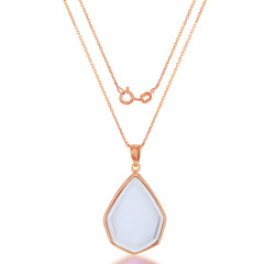 Sterling Silver Rose-Plated Light Violet Cat’s Eye Teardrop Necklace
