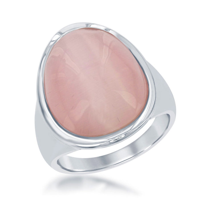 Sterling Silver Dark Sakura Oval Cat’s Eye Ring
