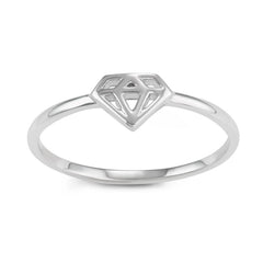 Sterling Silver Diamond Shaped Design Ring