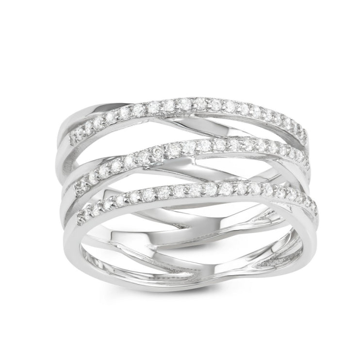 Sterling Silver Open Triple Row CZ Ring