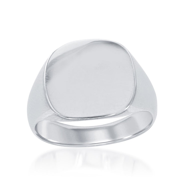 Sterling Silver Large Shiny Square Ring