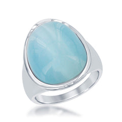 Sterling Silver Aqua Oval Cat’s Eye Ring