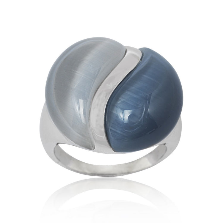 Sterling Silver Dark and Light Blue Cat’s Eye Ring