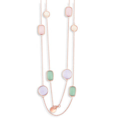 Sterling Silver 32" Rose GP Sakura, King Green, Champagne, and Violet Necklace