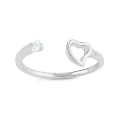 Sterling Silver Open Heart with CZ Open Ring