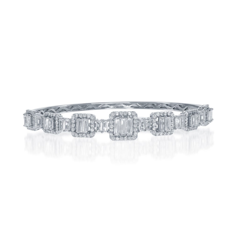 Sterling Silver CZ Baguettes Bangle