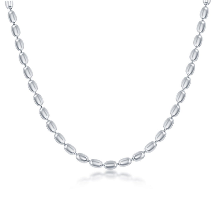 Sterling Silver Oval Bead Chain - Silver Plated