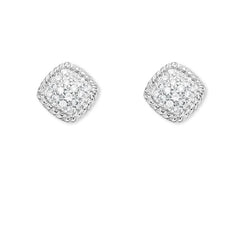 Sterling Silver Square Shape Open Wire W/ Centured CZ Earrings